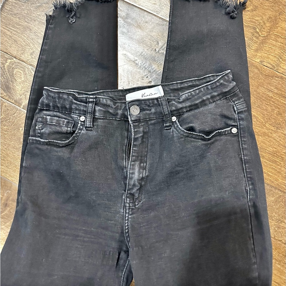 Kan/Can Black Distressed Skinny Jeans Size: 9/28